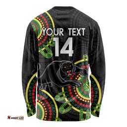 Custom NRL Panthers NAIDOC Week Long Sleeve T-shirt Keep The Fire Burning Indigenous Art