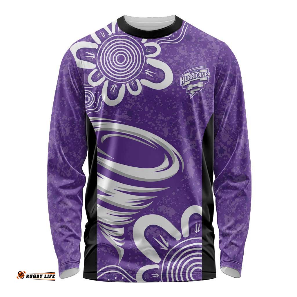 Hobart Hurricanes Custom Long Sleeve T-shirt Minimalism Aboriginal
