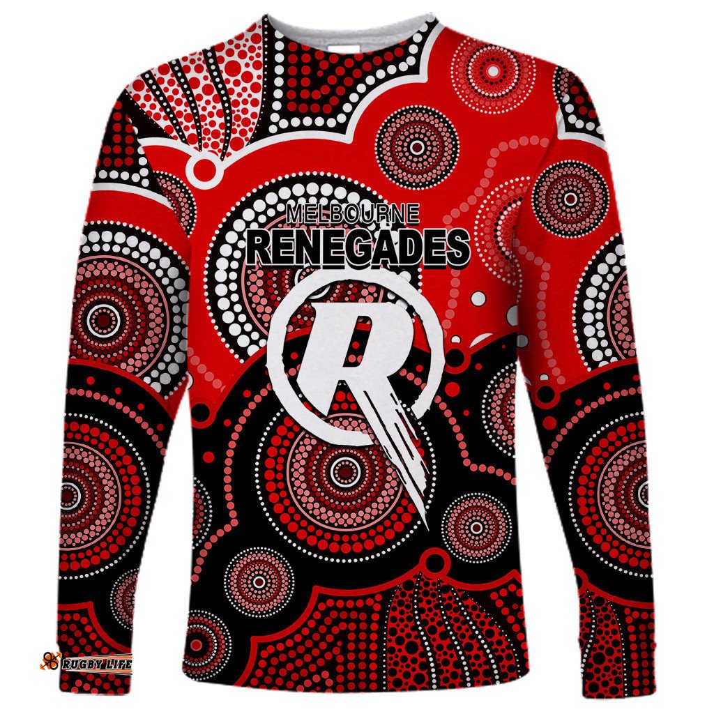 Custom Text And Number Renegades BBL Long Sleeve T-shirt Aboriginal Patterns