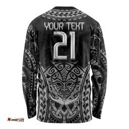 Custom New Zealand Rugby Long Sleeve T-shirt Maori All Black Warrior Tribal Tattoo