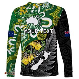Personalised New Zealand And Australia Long Sleeve T-shirt Aboriginal Mix Aotearoa Maori Unique Style