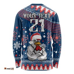 Custom Roosters Rugby Long Sleeve T-shirt Chirstmas 2023
