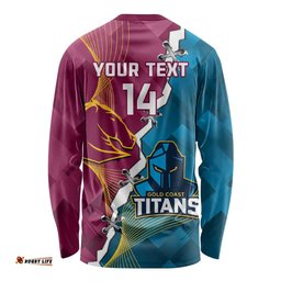 Custom Broncos And Titans Rugby 2024 Long Sleeve T-shirt Dynamic Style