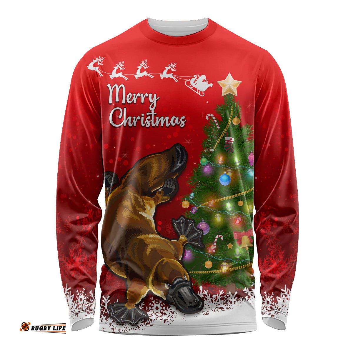 Personalised Australia Christmas Long Sleeve T-shirt Aussie Platypus Xmas
