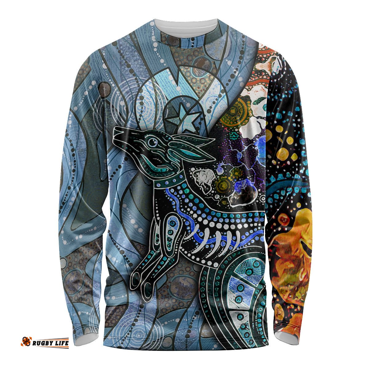 Kangaroo Aboriginal Pattern Dot Art Long Sleeve T-shirt
