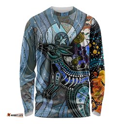Kangaroo Aboriginal Pattern Dot Art Long Sleeve T-shirt