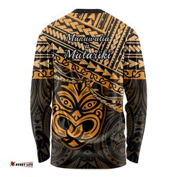 Matariki New Zealand Long Sleeve T-shirt Maori New Year Tiki Gold Version