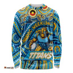 Custom Australia NAIDOC Week 2024 Long Sleeve T-shirt Titans Mascot Keep The Fire Burning