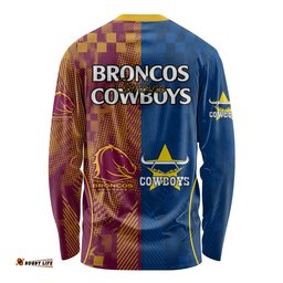 NRL Cowboys and Broncos Long Sleeve T-shirt Sporty Style
