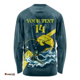 Custom Australia Water Polo 2024 Long Sleeve T-shirt Aussie Stingers Kangaroo Sporty Version
