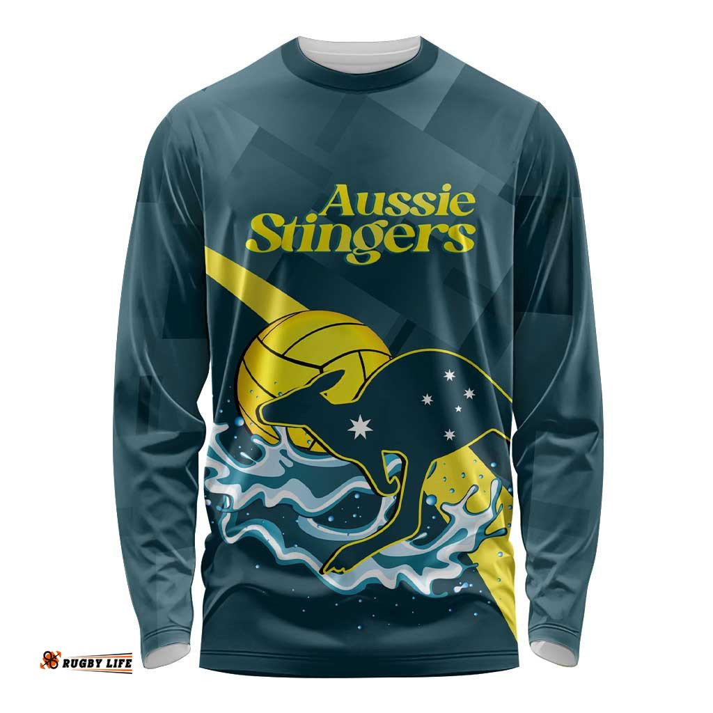 Custom Australia Water Polo 2024 Long Sleeve T-shirt Aussie Stingers Kangaroo Sporty Version