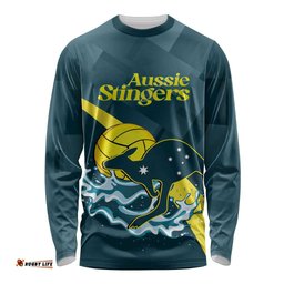Custom Australia Water Polo 2024 Long Sleeve T-shirt Aussie Stingers Kangaroo Sporty Version