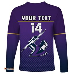 Custom Text And Number Storm Rugby Long Sleeve T-shirt Purple Sporty Go Storm