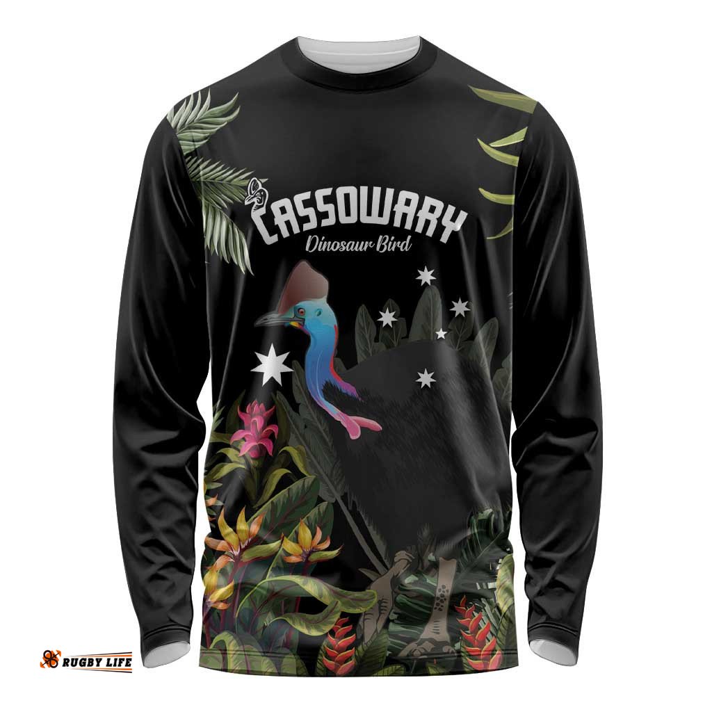 Personalised Australia Cassowary Long Sleeve T-shirt Dinosaur Bird Rainforest