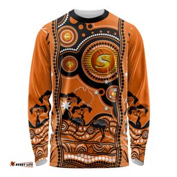 Custom Perth Scorchers Cricket Long Sleeve T-shirt Happy Australia Day Aboriginal Art