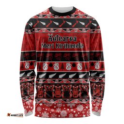 Personalised New Zealand Christmas Long Sleeve T-shirt Aotearoa Kiwi Meri Kirihimete Red Version