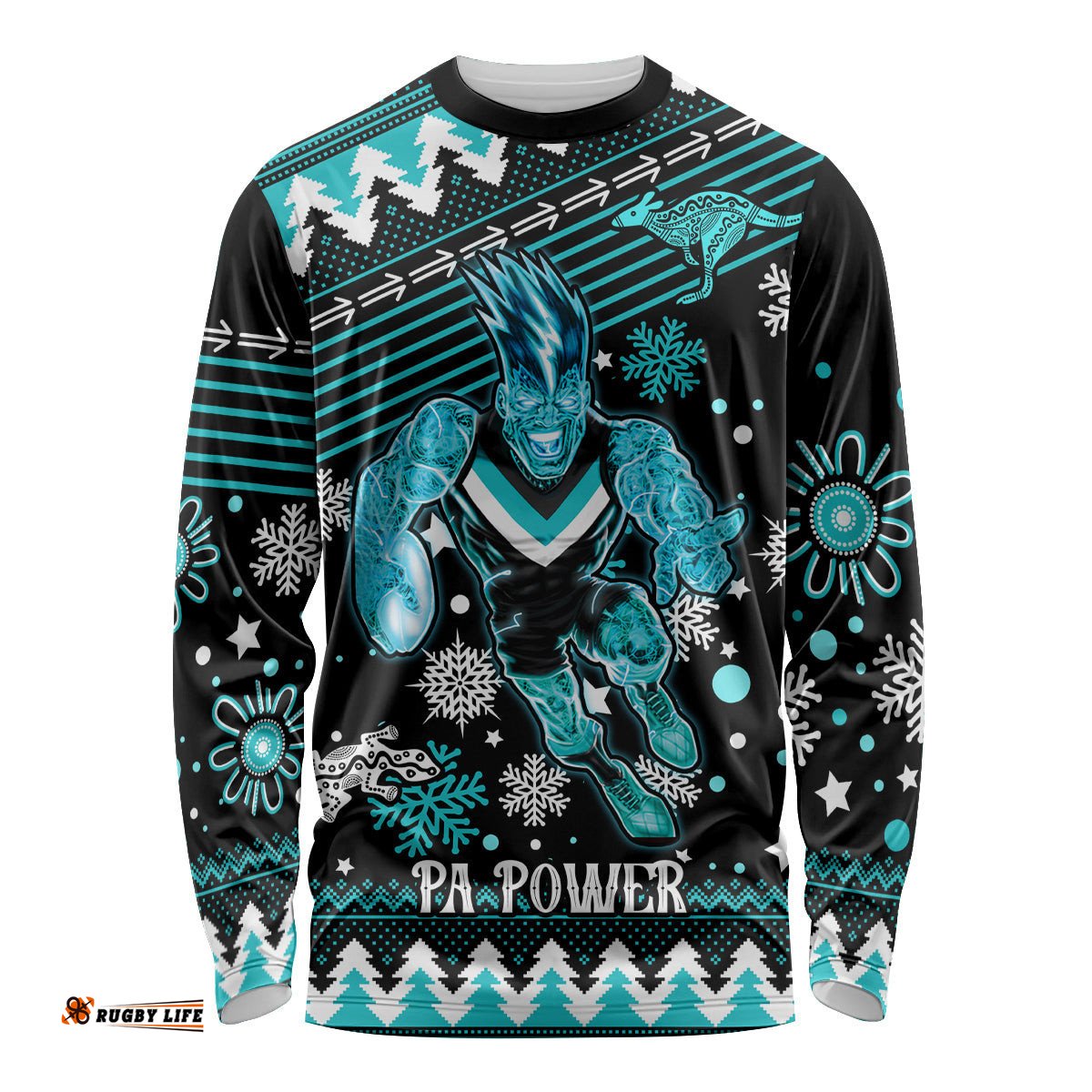 Custom Port Adelaide Power Football Long Sleeve T-shirt Port Adelaide Power Football Christmas 2023