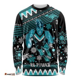 Custom Port Adelaide Power Football Long Sleeve T-shirt Port Adelaide Power Football Christmas 2023