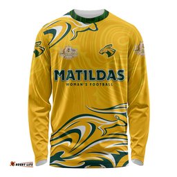 Personalised Australia Soccer Matildas Long Sleeve T-shirt Kangaroo Tornado Yellow