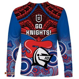 Knights Rugby Long Sleeve T-shirt Aboriginal Mix Polynesian Pattern
