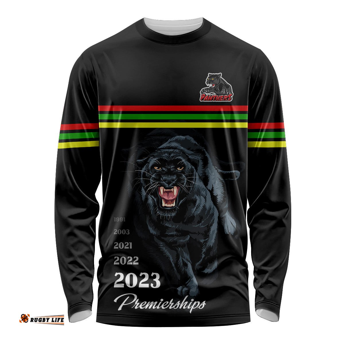 Custom Panther Premierships Long Sleeve T-shirt Go Champions Black Simple Style