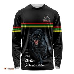 Custom Panther Premierships Long Sleeve T-shirt Go Champions Black Simple Style