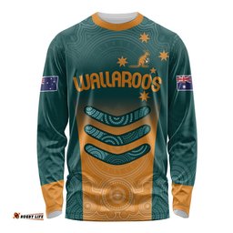 Custom Wallaroos Womens Rugby Long Sleeve T-shirt Aboriginal Dots Art
