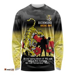 Custom Richmond Football ANZAC Long Sleeve T-shirt Gallipoli Camouflage With Poppies
