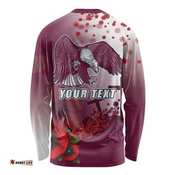 Custom Sea Eagle Rugby ANZAC Long Sleeve T-shirt The Military Soldiers with Red Poppy