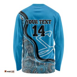 Custom Adelaide Strikers Long Sleeve T-shirt Indigenous Art Grunge Style