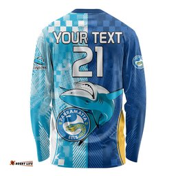 Custom NRL Shark Combine Eels Rugby Long Sleeve T-shirt Sporty Style
