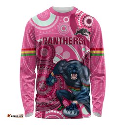 Custom NRL Panthers Long Sleeve T-shirt Indigenous Penrith Dynamic Pink Version