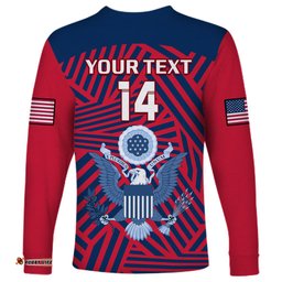Personalised United States Rugby Long Sleeve T-shirt USA Go Eagles Pacific 2023