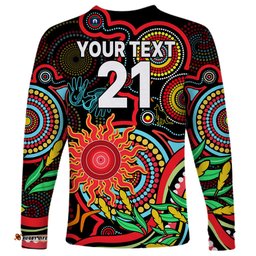 Custom Suns Football Aboriginal Art Long Sleeve T-shirt NAIDOC Indigenous Tribal