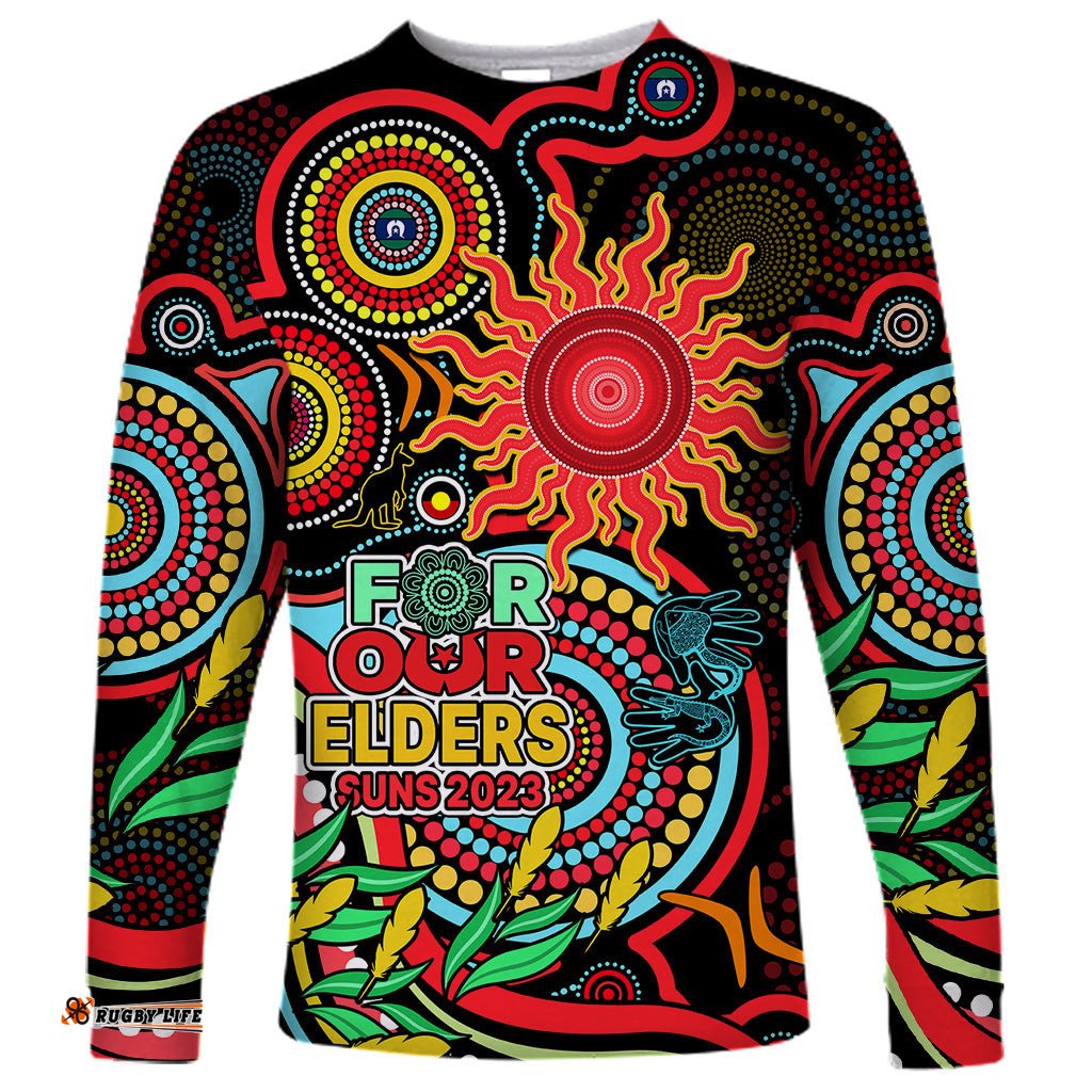 Custom Suns Football Aboriginal Art Long Sleeve T-shirt NAIDOC Indigenous Tribal