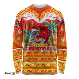 Dolphins Christmas Long Sleeve T-shirt Merry Xmas NRL Australia Rugby