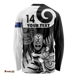 Custom New Zealand Silver Fern Rugby Long Sleeve T-shirt Go Champions NZ All Black Maori Koru