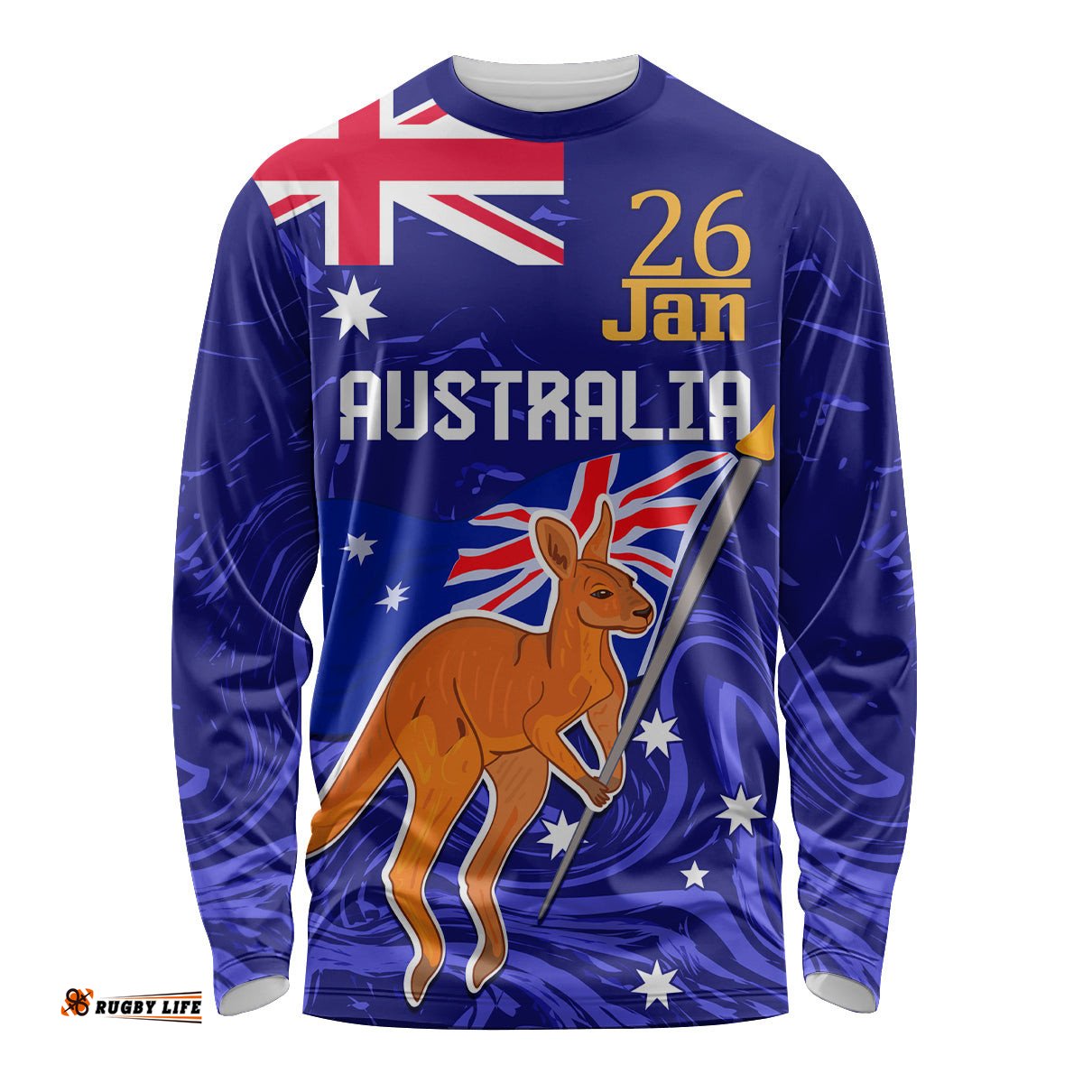 Proud To Be Australia Day Long Sleeve T-shirt Kangaroo with Flag Color