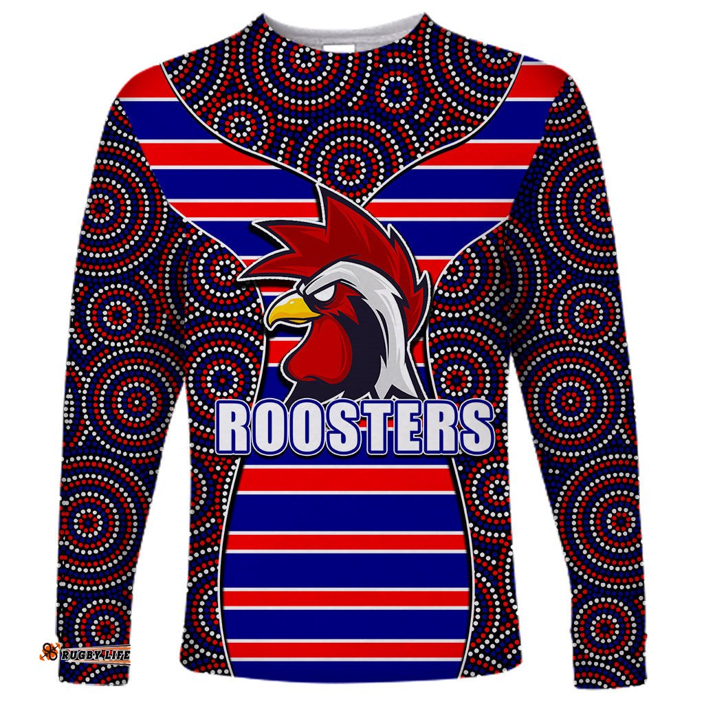 NRL Rooster Long Sleeve T-shirt Mix Dot Aboriginal