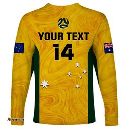 Personalised Australia Soccer Long Sleeve T-shirt Gold Matildas World Cup Go Champions