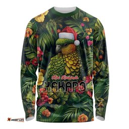 Meri Kirihimete Kakapo Long Sleeve T-shirt New Zealand Christmas with Tropical
