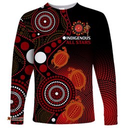 Custom Text And Number Australia Indigenous Rugby Long Sleeve T-shirt All Stars Aboriginal Turtle