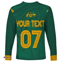 Personalised Aussie Matildas Long Sleeve T-shirt Women World Cup Marble Patterns Green