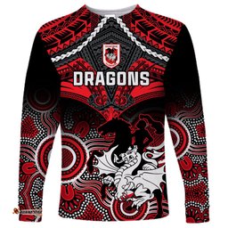 Dragons Rugby Long Sleeve T-shirt Saints 1998 Aboriginal Mix Polynesian Pattern