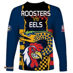 NRL Eels Combine Roosters Rugby Long Sleeve T-shirt Sporty Style