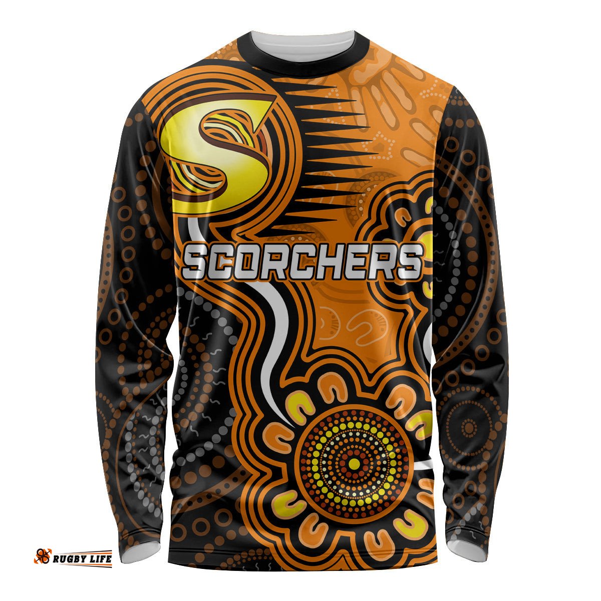 Custom Scorchers Cricket Indigenous Long Sleeve T-shirt Champions Fire Up