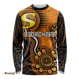 Custom Scorchers Cricket Indigenous Long Sleeve T-shirt Champions Fire Up