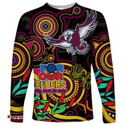 Custom Sea Eagles Rugby Aboriginal Art Long Sleeve T-shirt NAIDOC Indigenous Tribal