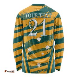Custom Australia Rugby Long Sleeve T-shirt Wallabies Mascots Indigenous Aboriginal Version