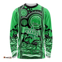 Melbourne Stars Cricket Long Sleeve T-shirt Happy Australia Day Aboriginal Art
